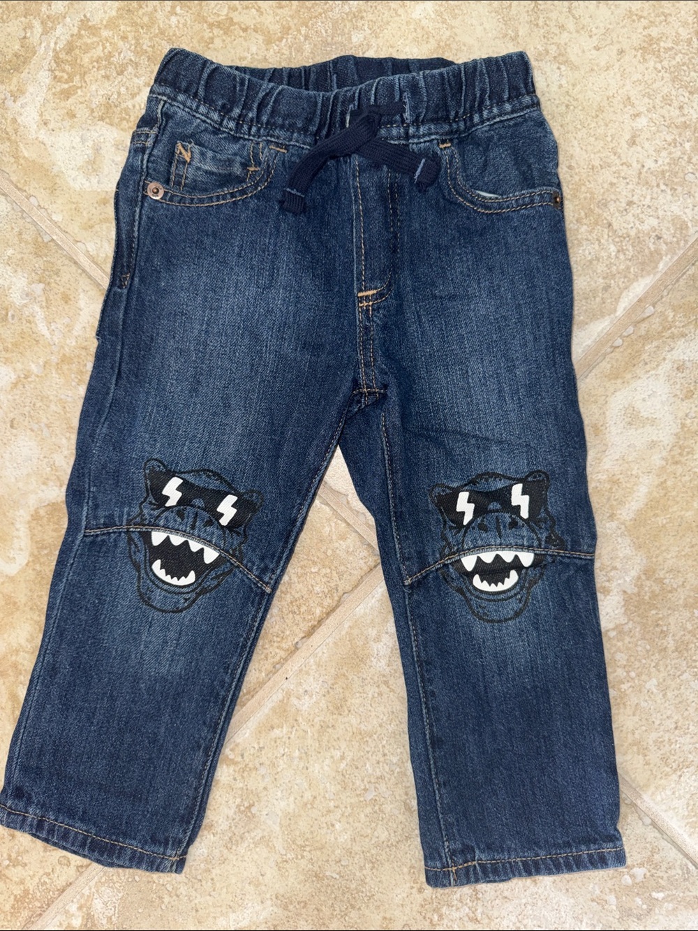GAP Kids Denim Pants with Dinosaur Knee Patches
